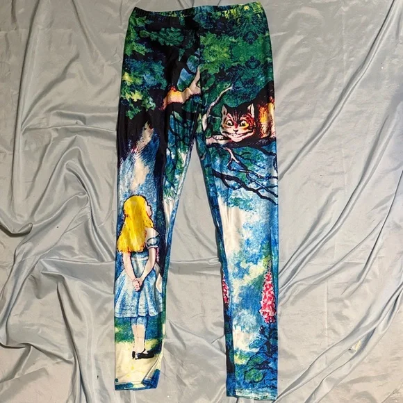 Alice in Wonderland Themed Leggings S/M - Picture 1 of 2